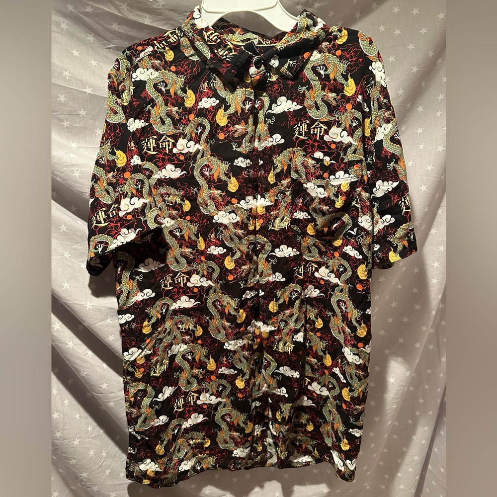 Empyre Feudal Flames Black Short Sleeve Shirt Size Large